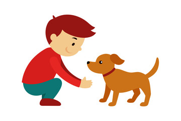 Fototapeta premium boy and dog