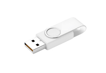 White and silver USB flash drive with swivel memory stick