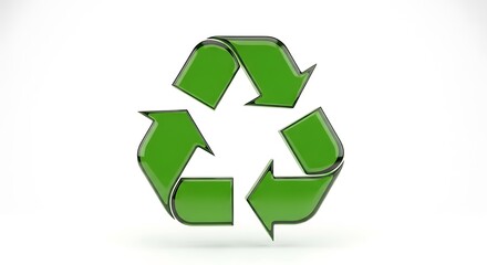 Fototapeta premium Green Recycle Symbol on White Background - Environmental Conservation and Sustainability.