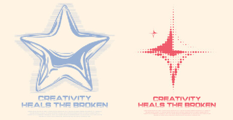 Modern urban streetwear style Dotted star typography Vector design for fashion graphics, holographic t-shirts, prints, posters, gifts. Abstract Vintage Dotted print, creative streetwear, clothing © MdAlImran