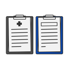 Medical Clipboard with Attached Paper Sheets. Typically used by Doctors and Nurses to record patient information. Suitable for Healthcare.
