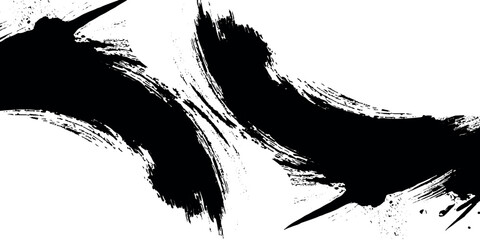 Black and White vector Grunge Brush Stroke with transparent background for banner design.