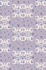 Ancient elements in the form of small shapes and stylized leaves, similar to Old Russian painting.