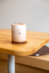 A glass of iced chocolate on the table