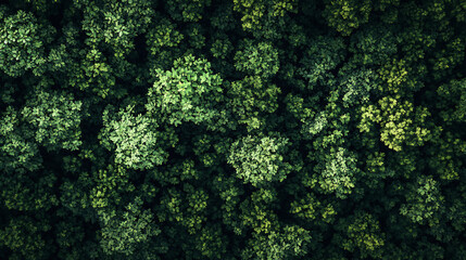 Lush Green Canopy Aerial View: Dense Forest Trees from Above, Woodland Beauty