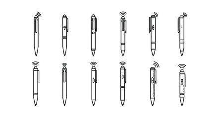Collection of sketchy outline pens and pencils for drawing and writing artistic design elements vector