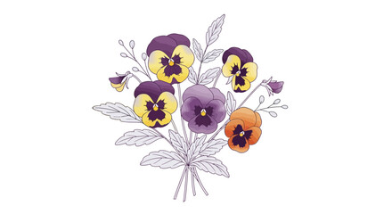 Delicate pansies illustration evoking springtime bloom and floral elegance with light background