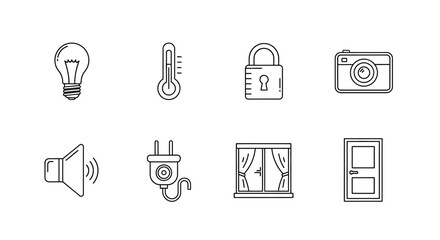 Fototapeta premium Collection of hand drawn icons for smart home technology security automation and lighting vector