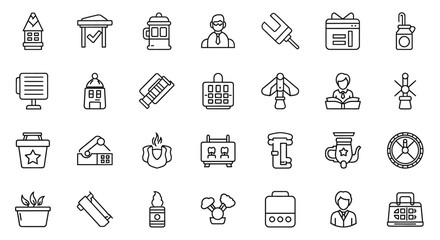 Hand drawn collection of business and service icons for diverse applications and presentations vector