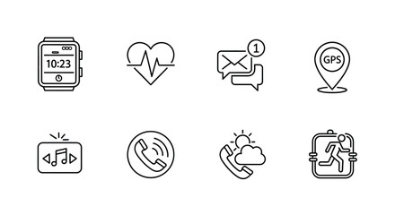 Hand drawn business technology icons for apps and web services minimalist style vector