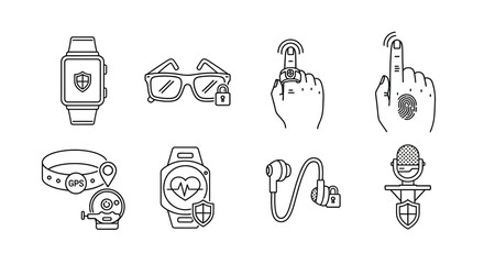 Futuristic technology gadgets icons hand drawn sketch style for digital innovation concepts vector