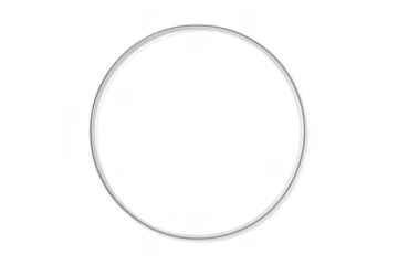 Shiny silver metallic circle frame on transparent background