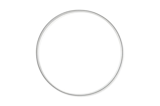 Shiny silver metallic circle frame on transparent background