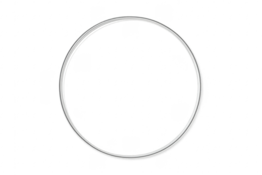 Shiny silver metallic circle frame on transparent background