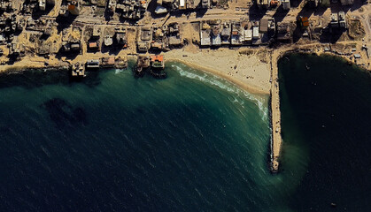 the coast of the Gaza Strip on the Mediterranean Sea October 2025