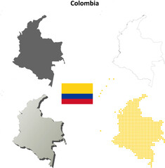 Colombia Outline Map – Detailed Vector Silhouette of South American Country Borders for Education, Infographics, and Travel Design