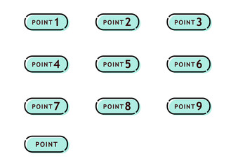 Simple Point Number Icon Set - Light Blue Vector with Outline Frame for Lists and Key Highlights