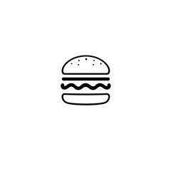Fototapeta premium Simple line art icon of a classic hamburger on a white background