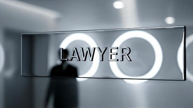 Modern Legal Office Environment with Lawyer Sign and Professionals