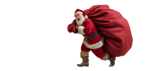 Santa claus delivering gifts christmas celebration transparent background festive environment