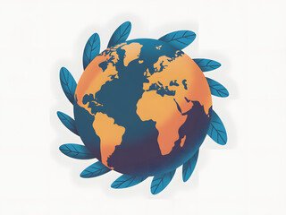 universal symbol for world day of peace with earth encircled by green leaves promoting global harmony
