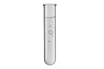 Test tube with clear liquid and bubbles