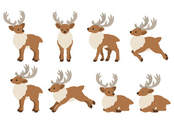 冬の森の仲間たち/トナカイのポーズセット