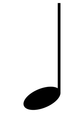 Black quarter note icon in flat vector style, simple crotchet music symbol for melody, rhythm, and sound composition projects, PNG with transparent background