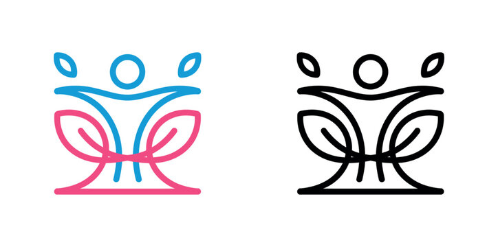 A stylized human figure is integrated with abstract leaf shapes, representing growth and well-being.