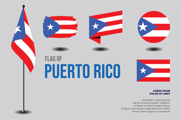 Set of Puerto Rico flag in 5 designs