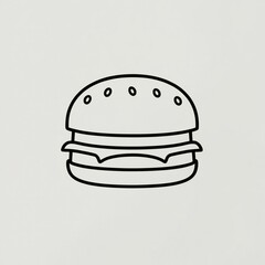 Fototapeta premium Simple black and white outline drawing of a hamburger on a plain background