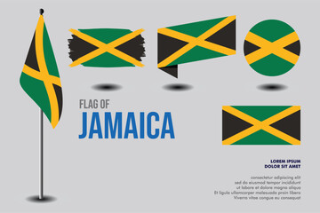 Set of Jamaica flag in 5 designs