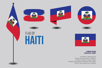 Set of Haiti flag in 5 designs