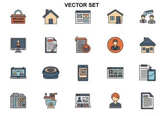 Explore a diverse set of business and real estate icons perfect for your next digital project or marketing campaign, offering a blend of modern design and commercial appeal