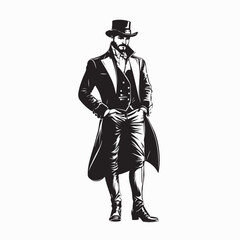 Proud Noble Gentleman in Historical Outfit Vector Design on white background