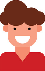 Illustration of a smiling man with brown hair and a red shirt.