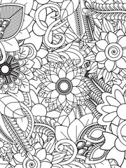 Flower Coloring Book Page For Adults And Kids 
