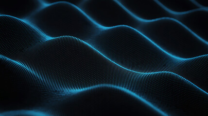 Obraz premium Abstract blue wave pattern design with glowing dots and seamless connections technology background