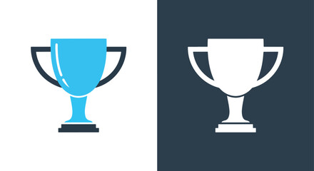 Two trophy icons symbolizing achievement victory and success - Vector icon symbol for website - Icon vector - Blue icon
