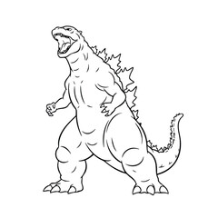 Powerful and imposing creature resembling a giant reptilian monster with sharp claws, spiked tail, and fierce expression in a dynamic stance