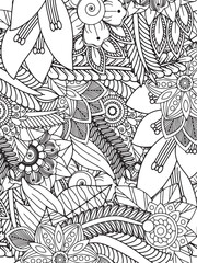 Fototapeta premium Flower Coloring Book Page For Adults And Kids 