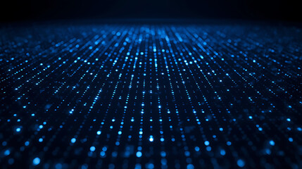 Abstract Digital Background with Blue Glowing Dots Seamless Pattern and Data Stream Visualization