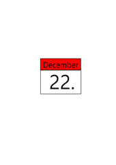 Calendar date december 22 (22nd of dec) in hungarian language.