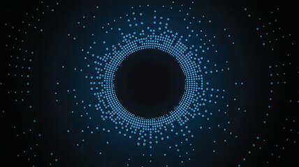 Abstract Technology Background with Circular Pattern of Glowing Dots for Data Visualization and Innovation