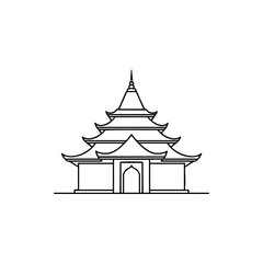 Elegant multi-tiered traditional pagoda with curved roofs and intricate architectural details in a serene setting