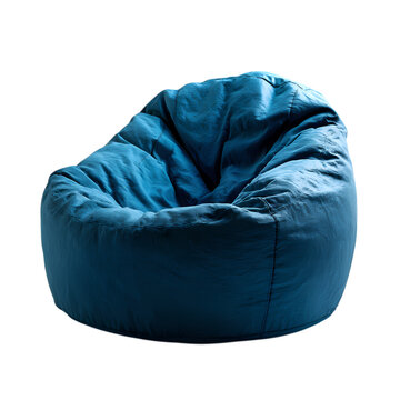 Blue bean bag armchair isolated on transparent background
