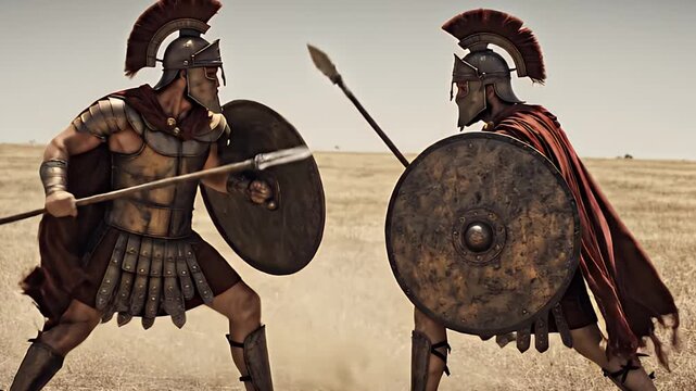 The Bronze Duel: Spear and Shield in Vicious Combat
