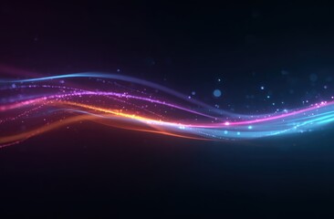 Obraz premium Abstract features flowing lines of vibrant colors against a dark , creating a dynamic visual.