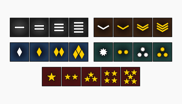 Military and Gaming Rank Insignia Vector Set
