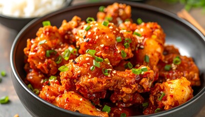 Spicy chicken wings in bowl